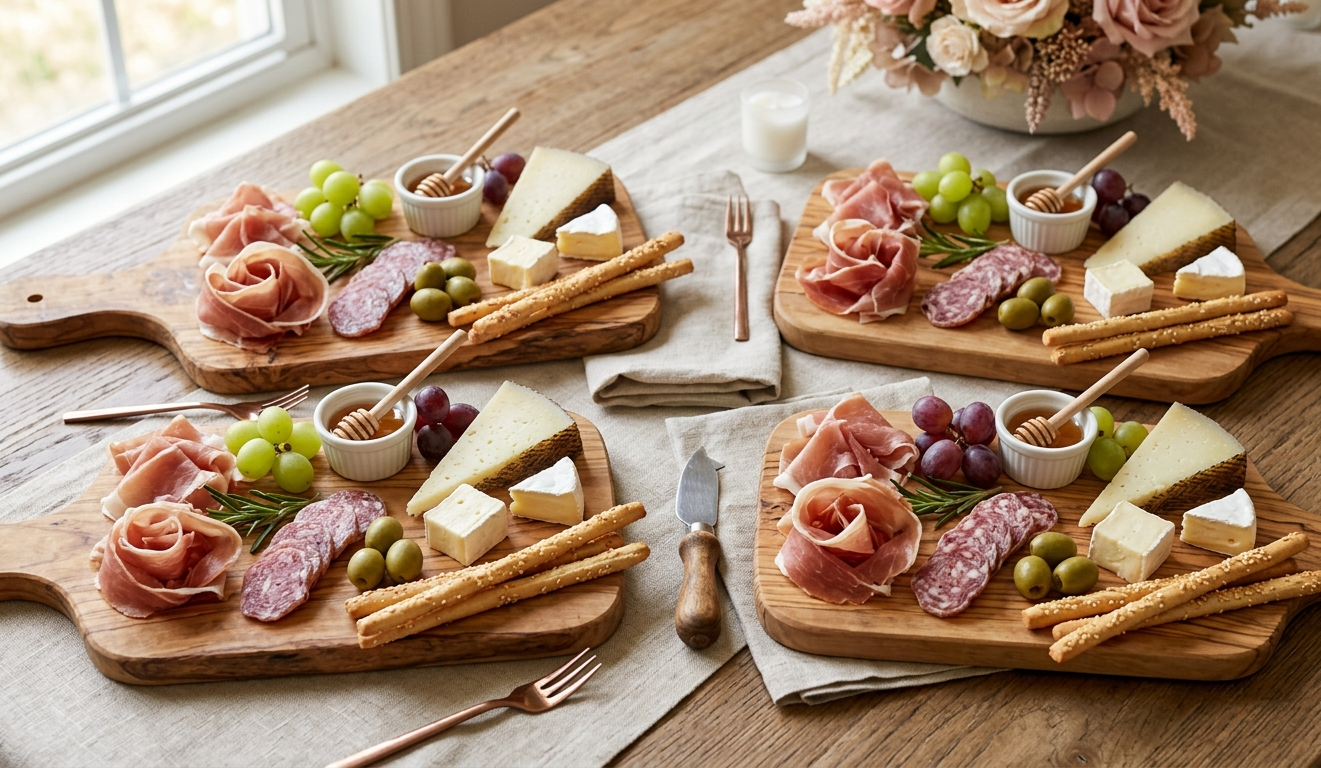 Tabla de charcutería fina con quesos y fiambres selectos